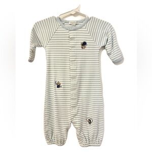 Kissy Kissy Blue Striped Converter Gown with Fire Truck Embroidery